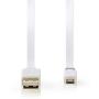 Nedis USB 2.0-CABLE Plat A M - Micro-B M 1.0m WH