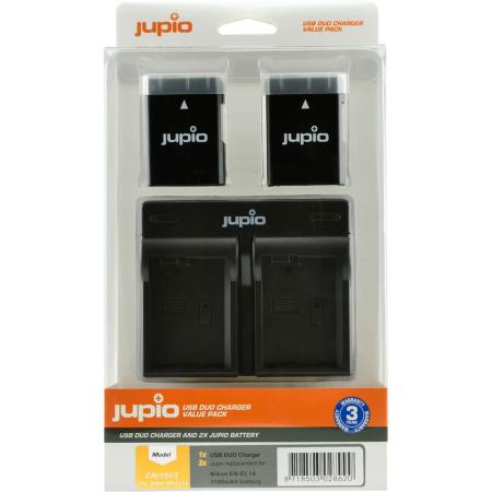 Jupio Kit: 2X EN-EL14/EN-EL14A 1100mAh + USB Dual Charger