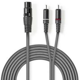 Nedis XLR-Audio Cable XLR 3-PINS F-2X RCA M 1.5m Grey