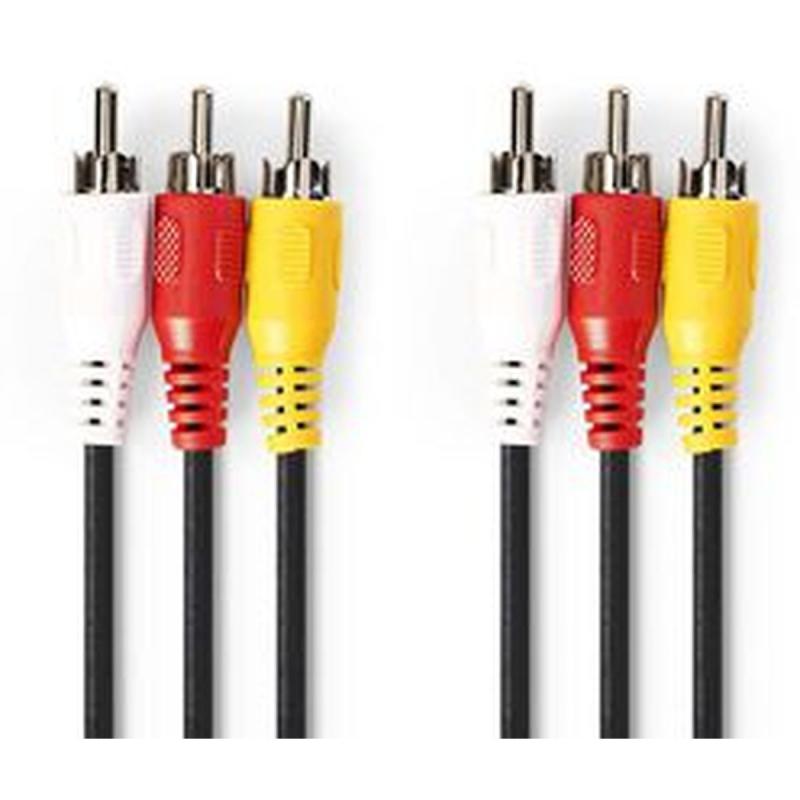 Nedis Composiet Video Cable 3X RCA M-3X RCA M 10m BK