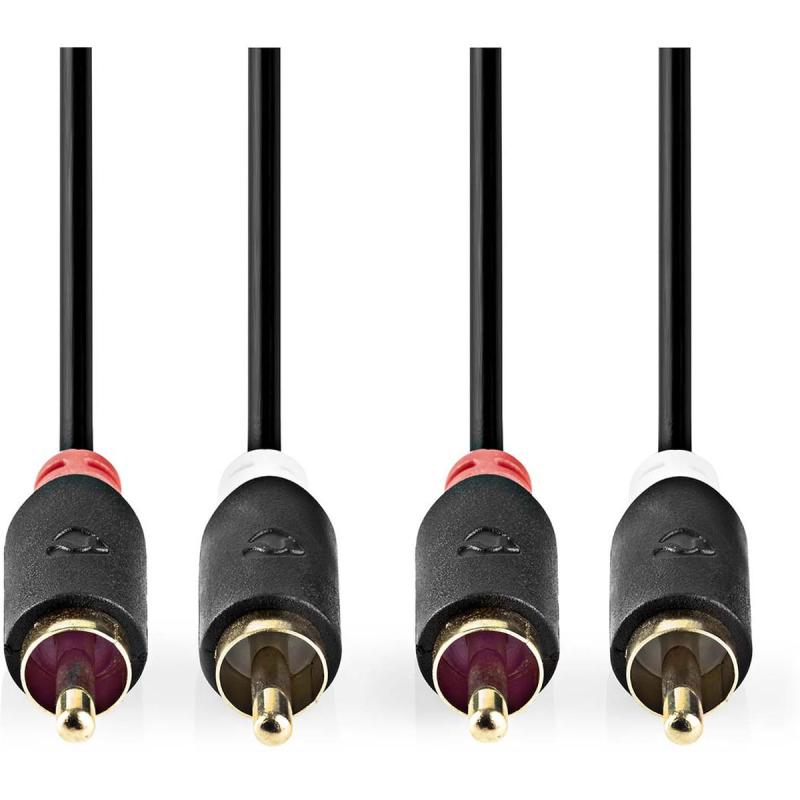 Nedis Stereo-Audio Cable 2X RCA Male 2X RCA Male Gold Plated 0.5m