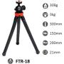 StudioKing Flexible Table Tripod FTR-18 w/ Smartphone Adptr