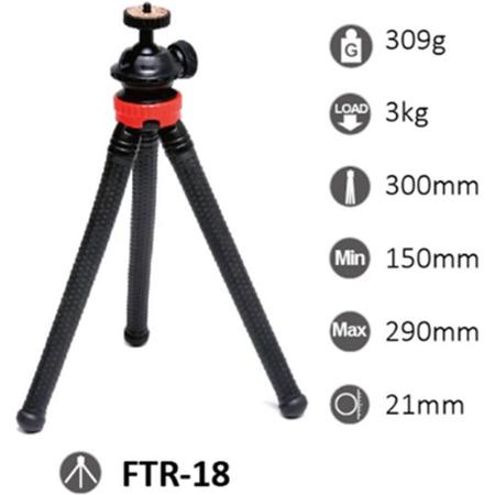 StudioKing Flexible Table Tripod FTR-18 w/ Smartphone Adptr