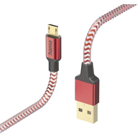 Hama USB-Cable Reflectief USB-A To Micro-USB 1.5 M Red