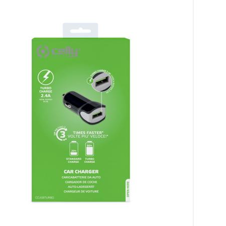 Celly USB Auto Charger 1 USB Port 2.4A Black