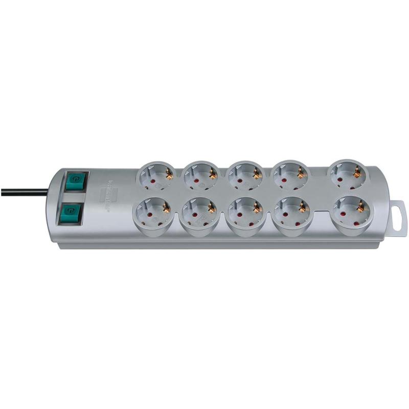 Brennenstuhl Power Strip Primera-Line 10-FOLD 2.00 M Silver - Geaard Type F