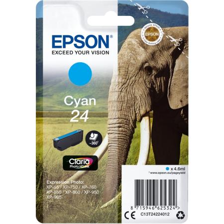 Epson 24 Ink Cartridge Cyan Standard Capacity 4.6ml 360 Pag
