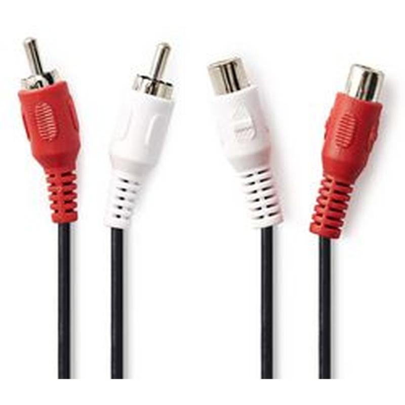 Nedis Stereo-Audio Cable 2X RCA M-2X RCA F 2.0m BK