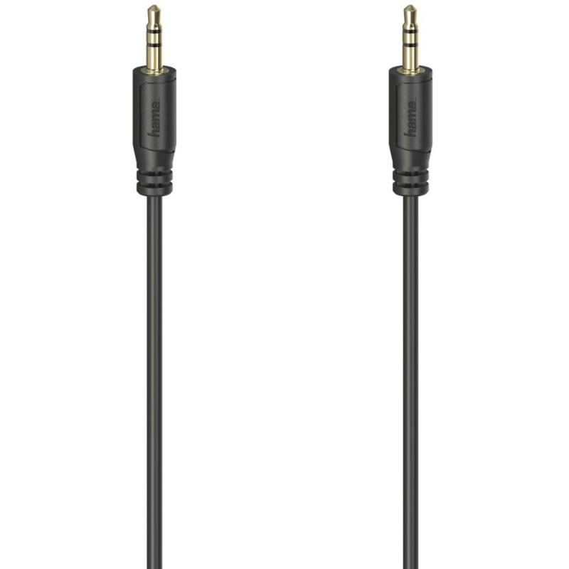 Hama Audiocable Flexi-Slim 3.5mm Plug Gold Plated Black 0.75m