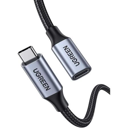 Ugreen USB-C Male to USB-C Female Gen2 Alu Case Braided Extension Cable 1m Grey