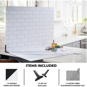 V-Flat World White Subway Tile/Ebony Subway Tile