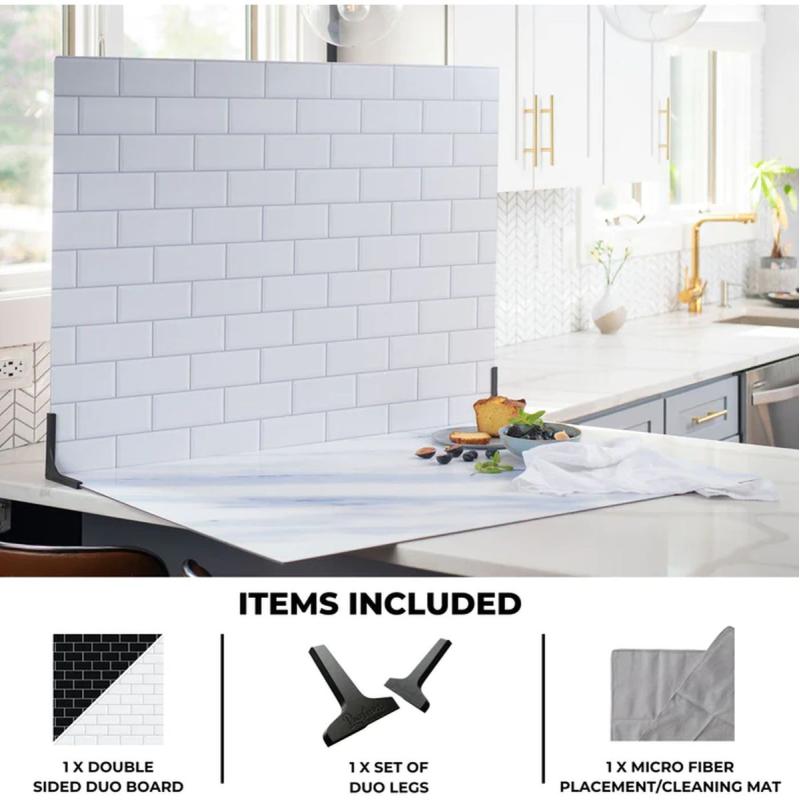 V-Flat World White Subway Tile/Ebony Subway Tile