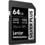 Lexar SD Silver Plus UHS-1 64GB V30 R205/W150MB/s