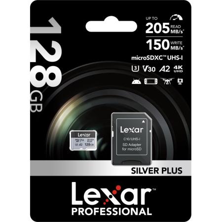 Lexar MicroSDXC Silver Plus UHS-1 128GB V30 R205/W100MB/s