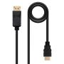 Cable Conversor Nanocable 10.15.4300/ Displayport Macho - HDMI Macho/ 50cm/ Negro