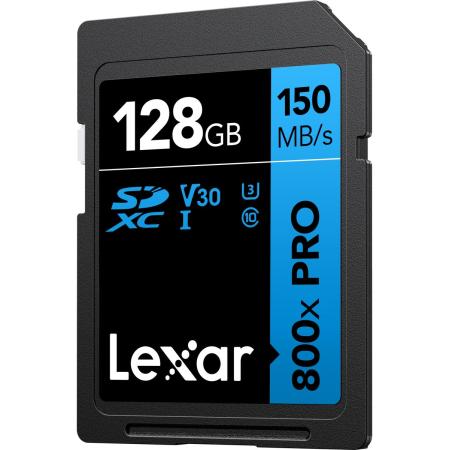 Lexar SDXC 800X Pro Blue Series 128GB UHS-1 V30 - Read 150MB/s