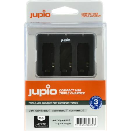 Jupio Compact USB Triple Charger For GoPro Hero 3/3+/4 BATT.