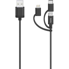 Hama Micro-USB-Cable 3IN1 w/ Adapt To USB-C/Lightning 0.75m