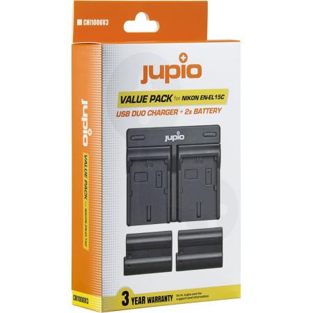 Jupio Value Pack: 2X Battery EN-EL15C 2100mAh + USB Dual Charger