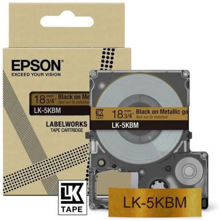 Epson Metallic Silver/Black 18mm LK-5SBM