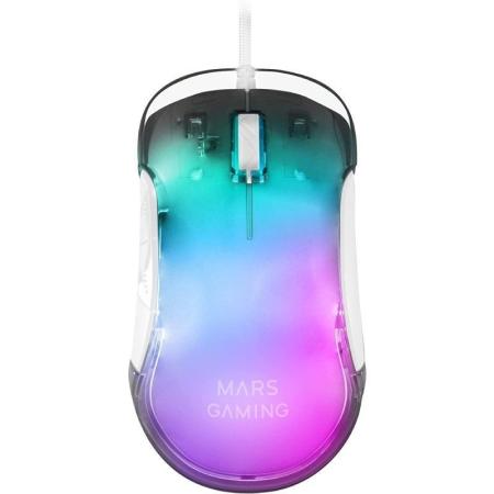 Ratón Gaming Mars Gaming MMGLOWW/ Hasta 12800 DPI/ Blanco