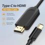 Cable Conversor HDMI 1.4 4K Vention CGUBF/ USB Tipo-C Macho - HDMI Macho/ 1m/ Negro