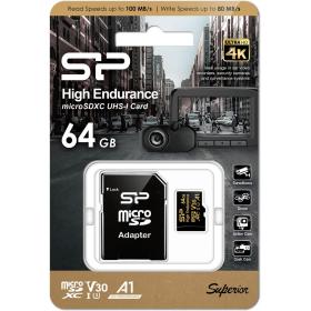 Silicon Power MicroSDXC Card Golden Series High Class 10 A1 UHS-I U3 V30 64GB