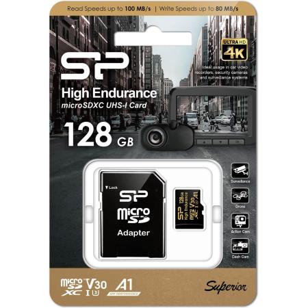 Silicon Power MicroSDXC Card Golden Series High Class 10 A1 UHS-I U3 V30 128GB