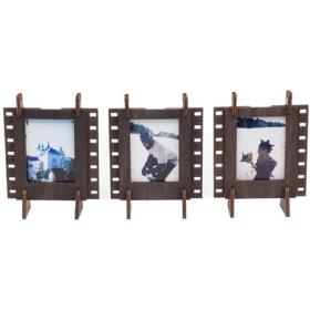 JollyLook 3 Photo Frames Mini Wood Dark Brown