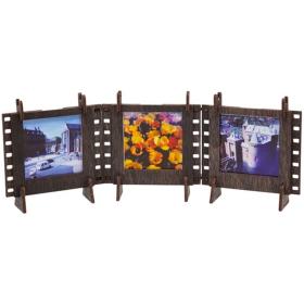 JollyLook 3 Photo Frames Square Wood Dark Brown