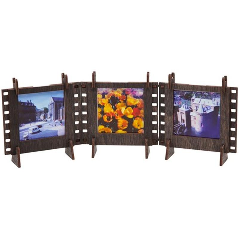 JollyLook 3 Photo Frames Square Wood Dark Brown
