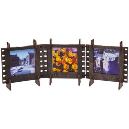 JollyLook 3 Photo Frames Square Wood Dark Brown