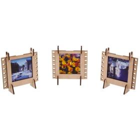 JollyLook 3 Photo Frames Square Wood Light Brown