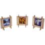 JollyLook 3 Photo Frames Square Wood Light Brown