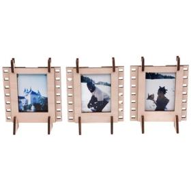 JollyLook 3 Photo Frames Mini Wood Light Brown