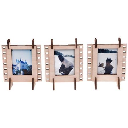 JollyLook 3 Photo Frames Mini Wood Light Brown