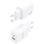 Cargador GaN de Pared Aisens A110-0909/ 1xUSB Tipo-C/ 1xUSB/ 20W/ Blanco