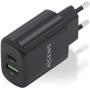 Cargador GaN de Pared Aisens A110-0912/ 1xUSB Tipo-C/ 1xUSB/ 25W/ Negro