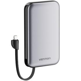 Powerbank 10000mAh Vention I12IA/ 20W/ Negra/ Incluye Cable USB Tipo-C y Lightning