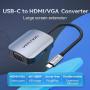 Conversor Vention TDIHB/ USB Tipo-C Macho/ VGA Hembra - HDMI Hembra/ 15cm/ Plata