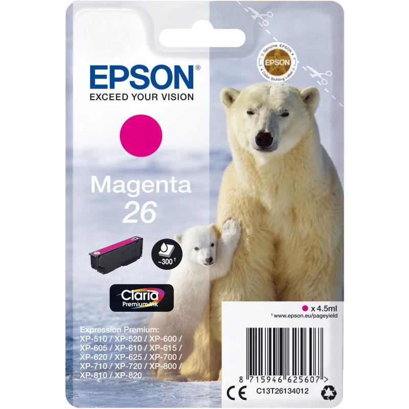 Epson 26 Ink Cartridge Magenta Standard Capacity 4.5ml 300 P