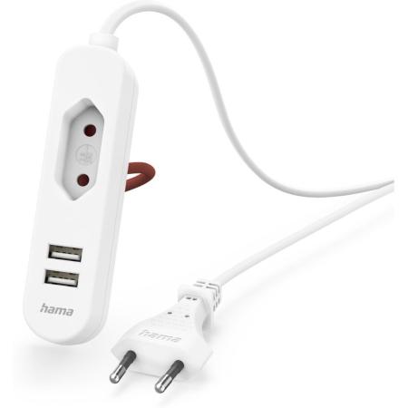 Hama USB-Netadapter w/ 1.9 M Long Cable EN Euro-Connection 2X USB-A White