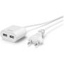 Hama USB-Netadapter w/ 1.9 M Long Cable 2.4 A 2X USB-A White