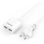 Hama USB-Netadapter w/ 1.9 M Long Cable 2.4 A 2X USB-A White