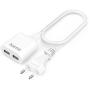 Hama USB-Netadapter w/ 1.9 M Long Cable 2.4 A 2X USB-A White