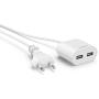 Hama USB-Netadapter w/ 1.9 M Long Cable 2.4 A 2X USB-A White