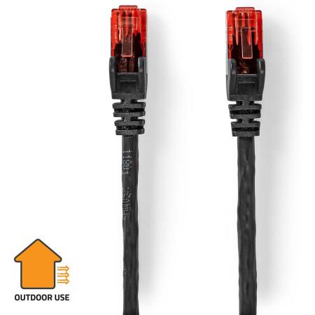 Nedis CAT6 Network Cable RJ45 M RJ45 M U/UTP 30.0m Outdoors Round Pe Black Label