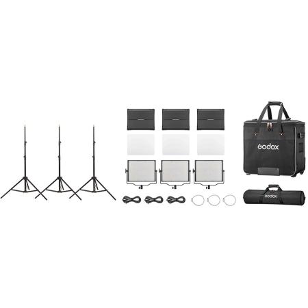 Godox Studio LED Light Panel 3 Light Kit P120BI K2