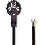 Nedis Power Cable | Type F (Cee 7/7) Male| Open| Straight| 2.00 M | PVC | Black