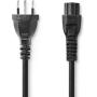 Nedis Power Cable | CH Type 12 | IEC-320-C5 | Straight | 2.00 M | PVC | Black